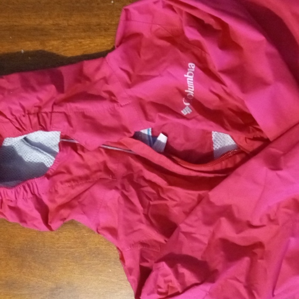Girls Lightweight Columbia pink hooded jacket size XXS (4/5)